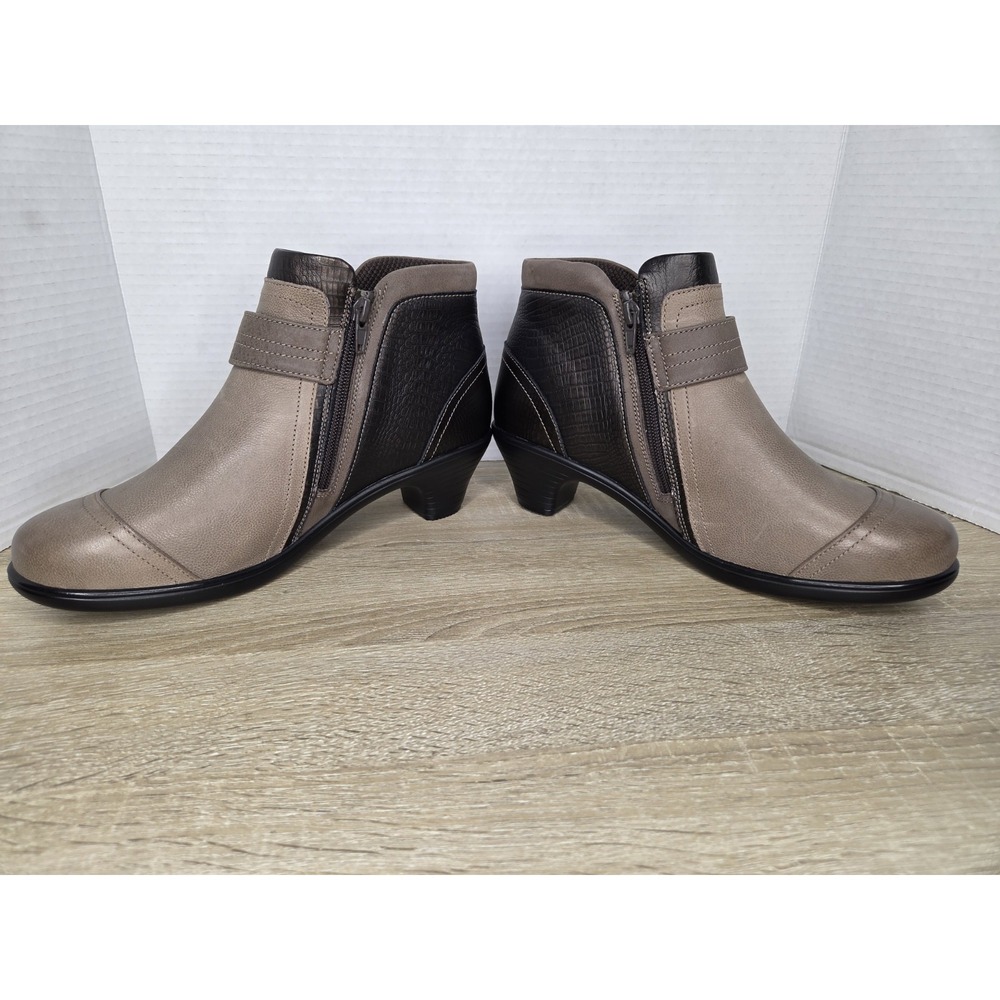 Orthofeet Bioheel Emma Ankle Boots Brown Taupe Leather Buckle Heel Size 9 X-wide - Picture 6 of 16